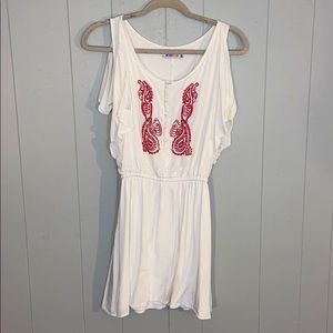 EUC White embroidered flutter sleeve mini dress